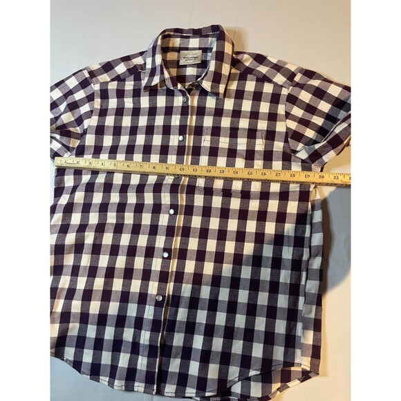 Monterey By Koret Women Small Long Sleeve Button‎ Up Shirt Maroon White Check - Picture 4 of 5